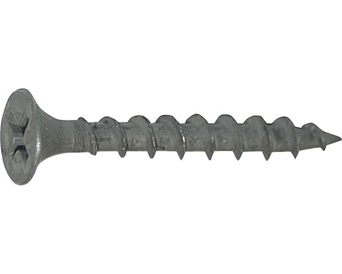 Eine einzelne Holzschraube mit Kreuzschlitzkopf.