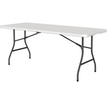 Klapptisch mit Metallbeinen und Kunststoffoberfläche