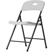 Weißer Klappstuhl mit Stahlrahmen