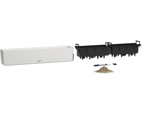 Pflanzkasten mit Bewässerungssystem, Pflanzeinsätzen, Wasserstandsanzeiger und Pflanzgranulat