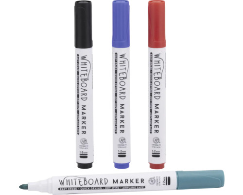 Quatre marqueurs pour tableau blanc de différentes couleurs