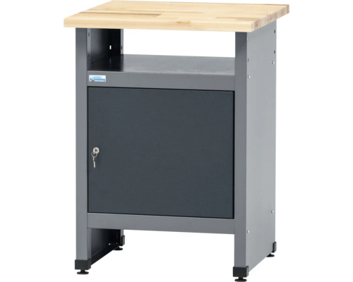 Küpper Table d'appoint 600 x 840 x 600 mm 1 porte 1 compartiment ouvert gris