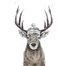 Illustration eines Hirsches mit Mütze