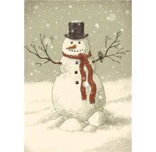 Illustration eines Schneemanns mit Hut und Schal im Schnee