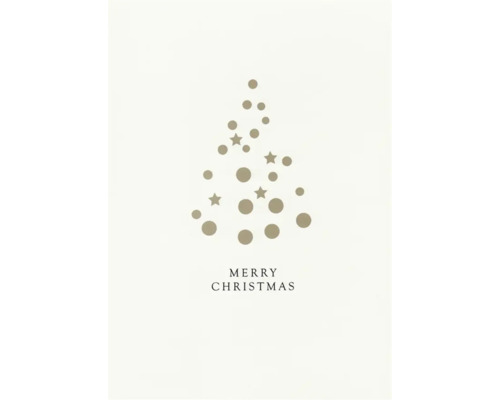 Weihnachtspostkarte Christmas tree 14,8x10,5 cm Weihnachtskarte mit Weihnachtsbaum aus Sternen und Kreisen und der Aufschrift ''Frohe Weihnachten''.