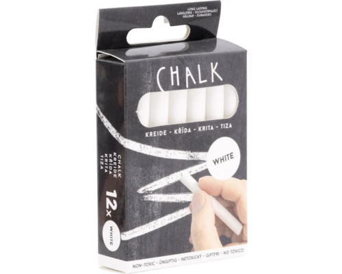 Packung weisse Kreide, 12 Stück, nicht giftig