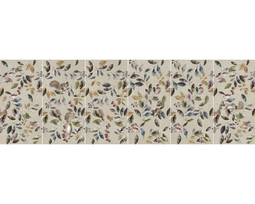Papier peint décoratif avec motif de feuilles et d''écureuils