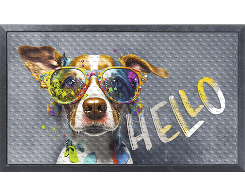 Paillasson en caoutchouc Lima Chien Hello 45x75 cm