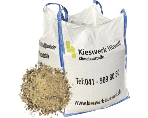 Big Bag Umhüllungskies 0-16 mm 825 kg = 0,5 cbm Big Bag Kieswerk Hüswil Klimabaustoffe mit Kies