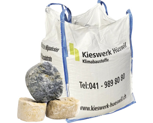 Big Bag Hüswiler pavé petit brut 1 t = 10.9 m² Big Bag avec Kieswerk Hüswil matériaux de construction climatiques et pierres
