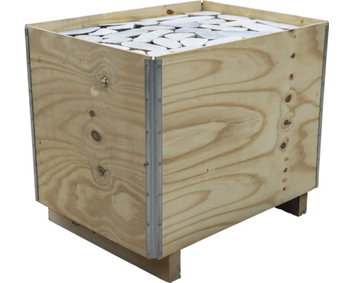 Holzkiste gefüllt mit Mosaikfliesen