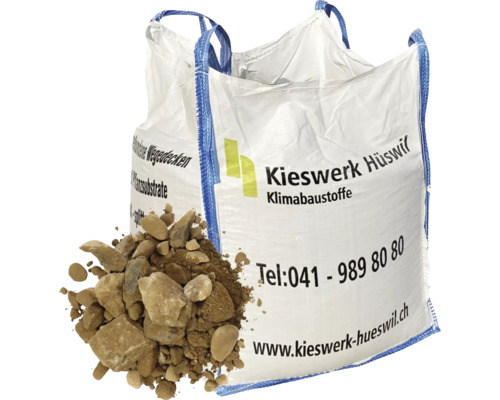 Mélanges non agglomérés Big Bag 0-45 mm cassé 950 kg = 0,5 m3 Big Bag avec Kieswerk Hüswil Matériaux de construction climatiques
