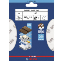 Bosch Expert W480 Web Schleifpapier, Körnung 180, 140x115 Millimeter, 2er-Pack, geeignet für verschiedene Materialien
