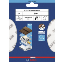 Papier abrasif Bosch Expert W480 Web, grain 240, 140 x 115 mm, 2 pièces