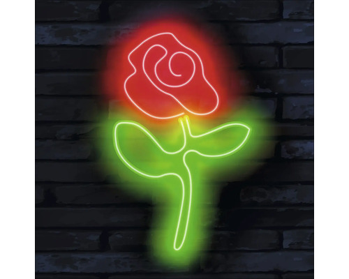 Glasbild Neon Rose 20x20 cm