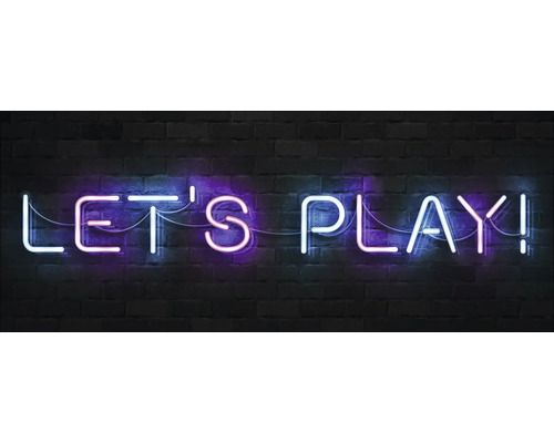 Glasbild Neon Lets Play 125x50 cm