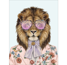 Illustration eines Löwen mit Brille, Hemd und Jackett