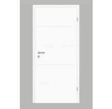 Weisse Innentür mit horizontalen Rillen und Türdrücker