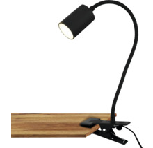 Schreibtischleuchte mit Klemme auf einer Holzplatte