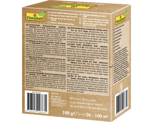 FloraSelf Mélange de fleurs pour insectes, surface d''environ 50 à 100 mètres carrés