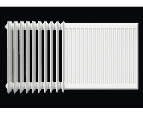 Heizkörper aus Stahl mit Rippen und glatter Oberfläche