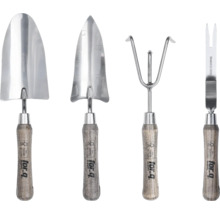 Set d’outils de jardin composé d’une truelle à fleurs, d’un transplantoir, d’une houe à mauvaises herbes et d’une fourche à planter avec manche en bois de for-q