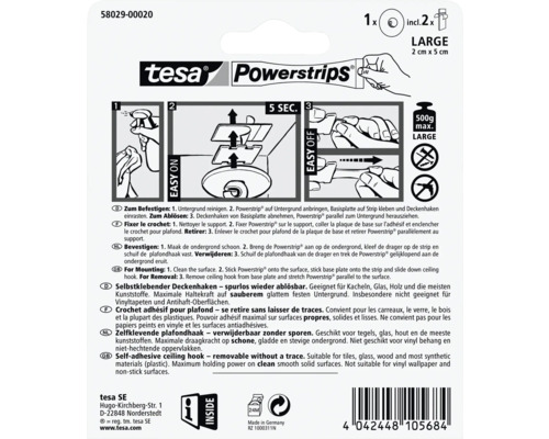 Tesa Powerstrips Deckenhaken, abnehmbar