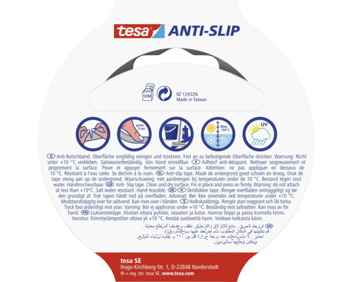 Informations sur l''application et les propriétés du ruban antidérapant Tesa