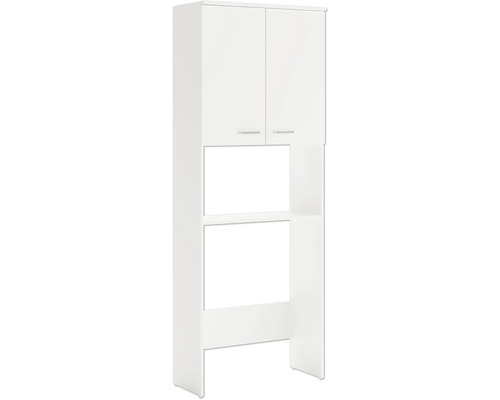 Meuble pour machine à laver Möbelpartner Mobes lxhxp 70.3x188.6x32.6 cm blanc Armoire haute pour machine à laver blanche avec deux portes et étagères ouvertes.