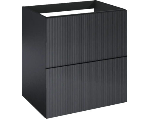 Jungborn NONUS Waschbeckenunterschrank BxHxT 60x63.5x45.3 cm schwarz matt Waschtischunterschrank mit zwei Schubladen