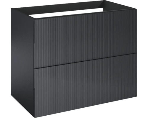 Jungborn NONUS Waschbeckenunterschrank BxHxT 80x63.5x45.3 cm schwarz matt Waschbeckenunterschrank mit zwei Schubladen im gerippten Design für das Badezimmer