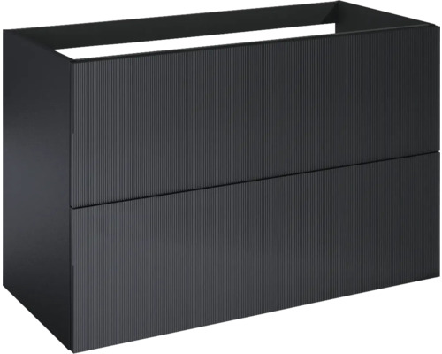 Jungborn NONUS Waschbeckenunterschrank BxHxT 100x63.5x45.3 cm schwarz matt Waschbeckenunterschrank mit zwei Schubladen