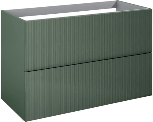 Jungborn NONUS Waschbeckenunterschrank BxHxT 100x63.5x45.3 cm forest grün matt Waschtischunterschrank mit zwei Schubladen für das Badezimmer