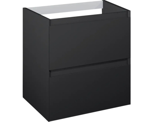 Jungborn DECEM Waschbeckenunterschrank BxHxT 60x63.5x45.8 cm schwarz matt Waschtischunterschrank mit zwei Schubladen