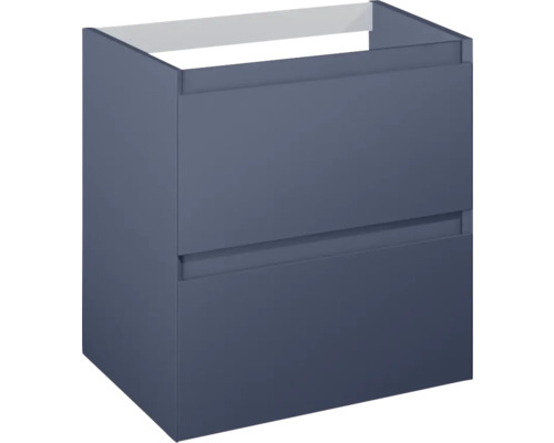 Jungborn DECEM Waschbeckenunterschrank BxHxT 60x63.5x45.8 cm navy blau matt Waschtischunterschrank mit zwei Schubladen