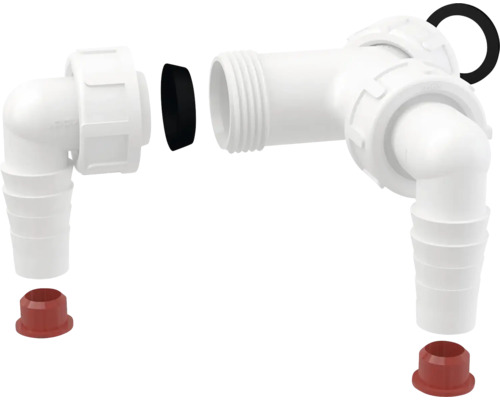 Embout de tuyau double veporit raccord fileté double pour lave-vaisselle ou machine à laver 1" blanc Kit d''installation pour robinet d''eau, raccord coudé et raccord en T