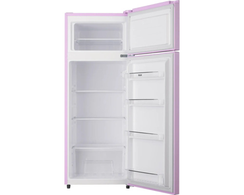 Geöffneter Kühlschrank mit Ablagen