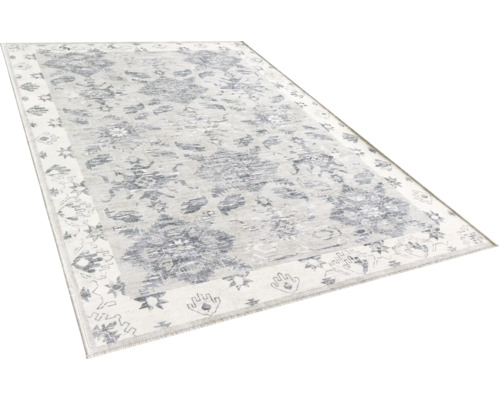 Grauer Teppich mit floralem Muster und Bordüre