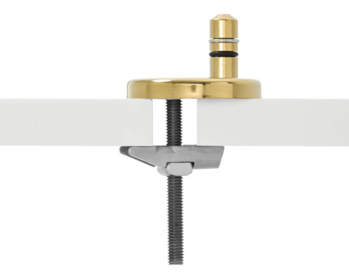 Detailaufnahme einer Tischbefestigung für Waschtischplatten