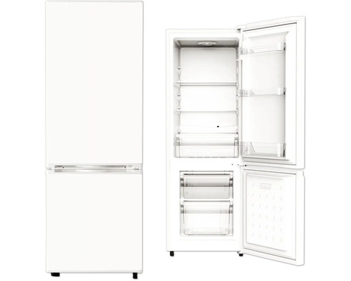 Ensemble réfrigérateur-congélateur PKM KG173CW lxhxp 50 x 145 x 52 cm compartiment réfrigération 123 l compartiment congélation 38 l blanc Réfrigérateur-congélateur blanc, partiellement ouvert