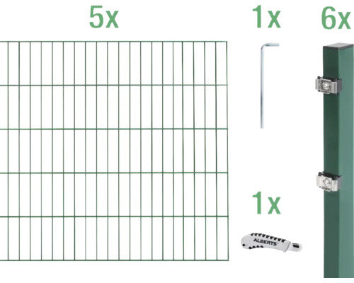 Ensemble de base de panneaux rigides double fil Alberts 10 m 200 x 100 cm, type: 6/5/6, vert Ensemble de base de panneaux rigides double fil Alberts 10 m 200 x 100 cm, type: 6/5/6, vert