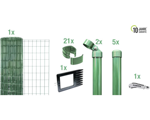 Treillis soudé Alberts «Fix-Clip Pro®», (ensemble), hauteur 100 cm, 10 m, revêtu vert, à sceller dans le béton