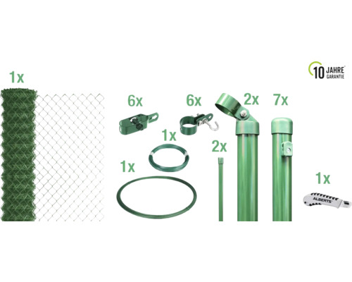 Set de grillage simple torsion ALBERTS maillage 60 mm à sceller dans du béton 15 x 1,75 m vert