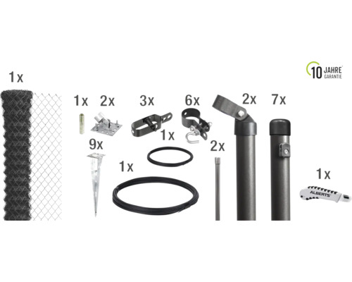 Kit de grillage simple torsion ALBERTS maillage 60 x 60 mm avec douille de sol 15 x 0,8 m anthracite