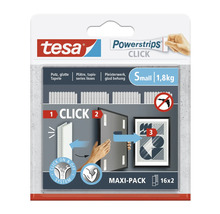 Tesa Powerstrips Click, petite taille, pour plâtre, papier peint lisse et surfaces lisses