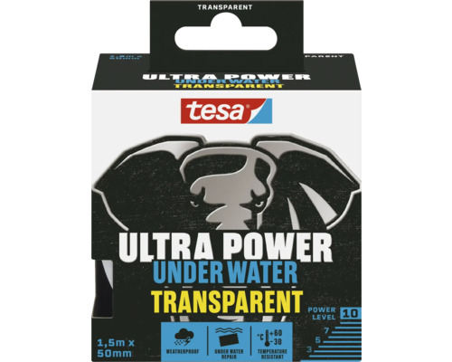 tesa 1.5 m x 50 mm Tesa Ultra Power Ruban adhésif transparent sous-marin 1,5 mètre sur 50 millimètres emballage