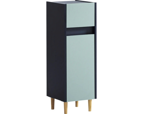 Unterschrank Möbelpartner Lovis BxHxT 30.2x90.3x33 cm nachtblau/taubenblau Hochschrank mit zwei Türen und Holzfüßen