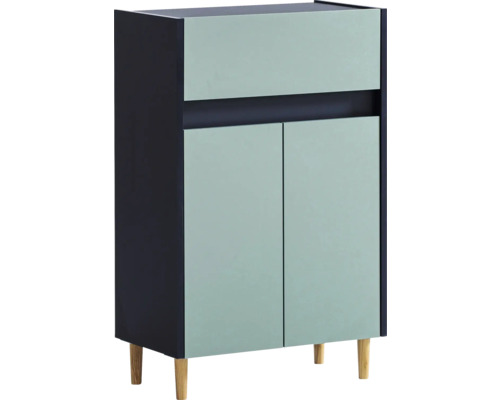 Unterschrank Möbelpartner Lovis BxHxT 56.9x90.3x33 cm nachtblau/taubenblau Schuhschrank mit zwei Türen und Holzfüßen