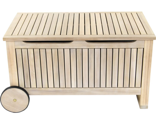 Boîte de rangement GARDEN PLACE Maja 85x52x48 cm 212 l marron acacia robuste, avec roulettes