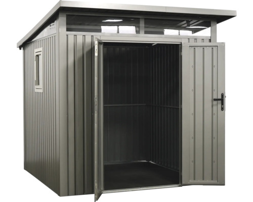 Abri de jardin métallique avec double porte et fenêtre